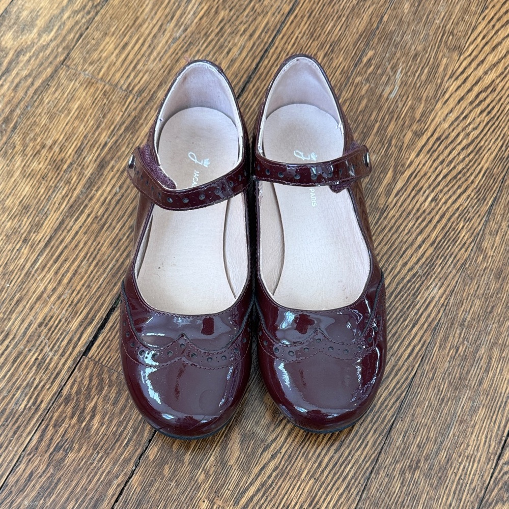 Jacadi Girls Burgundy Patent Mary Janes size 31